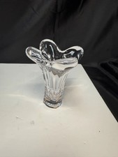 Heavy Lead Crystal Freeform Swirl Art Glass Vase