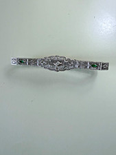 Art Deco Navette-Shaped Filigree Dinner Ring with Diamonds and Sapphire Calibre Halo — listing 2