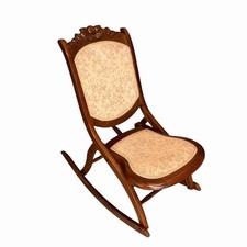 Antique Victorian Walnut Folding Campaign Chair with Floral Tapestry Upholstery — listing 4