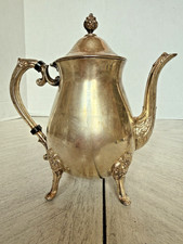 Vintage Silverplate Footed Teapot with Ornate Scroll Handle and Finial — listing 6