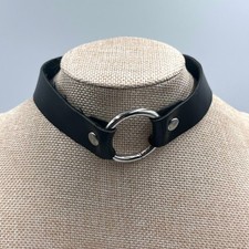 Boho Statement Collar Necklace with Black Leather, Wire-Wrapped Bars & Antiqued Silver-Tone Hardware — listing 2