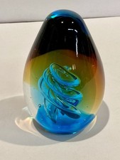 Hand-Blown Art Glass Vase with Swirled Orange, Red and Black Marbled Pattern — listing 6