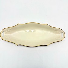 Lenox Ivory Porcelain Double Leaf-Form Divided Dish with Center Handle and Gold Trim — listing 3