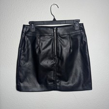 Black Faux Leather Mini Skirt with Seamed Front Panels — listing 5