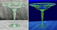 Vintage Uranium Vaseline Glass Footed Compote / Open Comport, 8.5" x 7" — listing 5