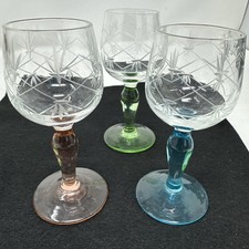 Pair of Mid-Century Hourglass-Form Shot / Cordial Glasses (Clear and Yellow) — listing 6