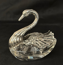 Vintage Sterling Silver & Lead Crystal Swan Figural Open Salt / Dish, West Germany — listing 3