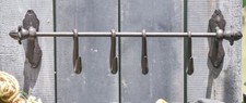 Antique Victorian Cast Iron Hall Tree Coat & Hat Rack with Scrolled Hooks and Tripod Base — listing 5