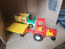 Fisher Price Husky Helpers #331 Farm Tractor Set with Trailer, Bull & Farmer — listing 3