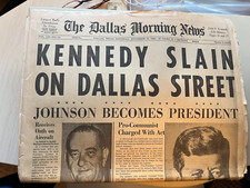 The Times-Union 'Kennedy Is Slain By Sniper In Dallas' Extra Edition Newspaper, Nov 22, 1963, Framed — listing 3