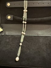 Sterling Silver Multi-Strand Foxtail Bracelet with Blue Chalcedony Cabochons