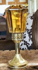 Mason Candlelight Co. Red Amberina Glass Lantern Shade Candle Lamp with Black Metal Chamberstick Base, 12" Tall — listing 4