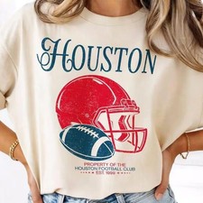 Houston Distressed Graphic T-Shirt, White with Orange and Navy Retro Stripes, Size XL — listing 3