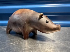 Set of 3 Hand-Carved Wooden Pig Figurines with Distressed Painted Finish — listing 4
