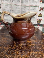 Vintage Brown Drip Glaze Redware Pottery Jardiniere Pot