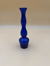 Cobalt Blue Glass Bud Vase and Small Squat Vase (Pair)