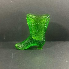 Vintage Green Pressed Glass Figural Boot / Shoe Toothpick Holder — listing 5