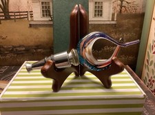 Hand-Blown Glass Wine Bottle Stoppers with Cork Bases, Set of 2 — listing 4