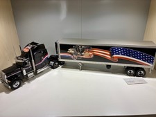 Franklin Mint Precision Models 1:24 Scale Peterbilt Semi Tractor Diecast, Black with Red/White/Blue Stripe — listing 2