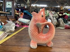 Vintage Majolica-Style Fish Soup Tureen with 6 Covered Bowls & Saucers, Fitz & Floyd Ironstone — listing 2