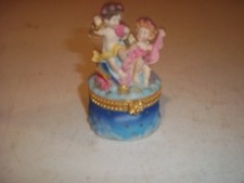Porcelain Hinged Trinket Box with Praying Angel Figural Lid