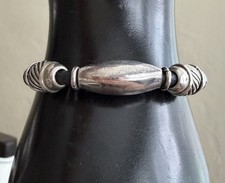 Sterling Silver 925 Black Leather Cuff Bracelet with Openwork Filigree ID Bar, 1/2" Wide