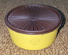Vintage Tupperware Servalier Nesting Canister Set of 4, Harvest Gold with Starburst Lids — listing 6