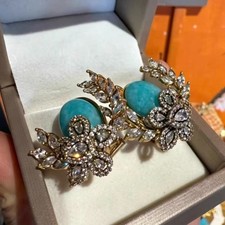 Vintage Gold-Tone Floral Patterned Wide Band Ring 14K or 10K