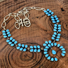 Navajo Sterling Silver and Gunmetal Hematite Bead Necklace, 18" with 1.5" Loop Drop — listing 3