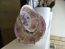 Vintage Porcelain Coffee Set with Purple Violets — Coffee Pot, Creamer, Covered Sugar Bowl