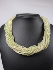 Multi-Strand Blue & Green Seed Bead Torsade Necklace — listing 6
