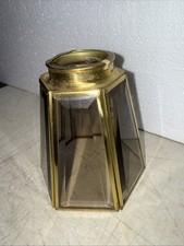 Set of 4 Vintage Beveled Glass & Brass Light Shades / Covers — listing 6