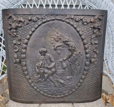 Antique Cast Iron Fireplace Summer Cover / Fireback with Flaming Torch Urn and Laurel Motif No visible marks — listing 5
