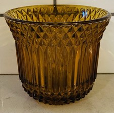 Vintage Amber Pressed Glass Bowl with Diamond Point (Sawtooth) Pattern — listing 6
