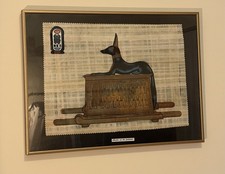Framed Hand-Painted Egyptian Papyrus - Facsimile #1 Book of Abraham / Anubis Embalming Scene