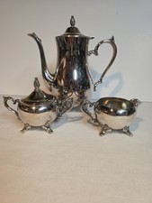 Vintage Silverplate Footed Teapot with Ornate Scroll Handle and Finial — listing 4