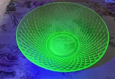 Vintage Uranium Green Depression Glass 8-inch Diamond Point Salad Plate — listing 2