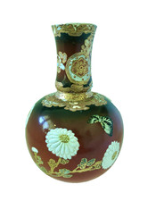 Antique Japanese Satsuma-Style Moriage Vase with Twin Handles and Butterfly Floral Decoration — listing 2