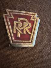 Pennsylvania Railroad (PRR) Keystone Logo Belt Buckle, Brass-Tone with Red Enamel — listing 4
