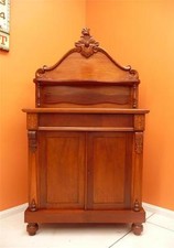 Victorian Mahogany Chiffonier / Two-Door Sideboard with Carved Scroll Back — listing 6