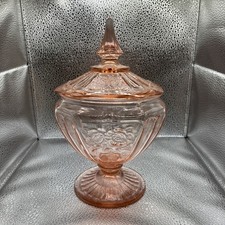 Vintage Pink Depression Glass Dinner Plate, 9 inch, Pressed Diamond & Daisy Button Pattern — listing 4