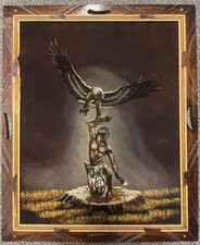 Vintage Velvet Painting of Native American Chief in Feather Headdress — listing 5