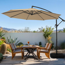wikiwiki 230 Lbs Cantilever Offset Patio Umbrella Base, 4-Piece Weighted Fill Base Set, Dark Brown — listing 2