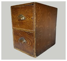 Antique Two-Drawer Wooden Side Table / Nightstand with Turned Legs — listing 3