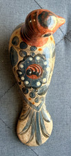 Vintage Mexican Tonala Folk Pottery Bud Vase with Hand-Painted Bird Motif — listing 5