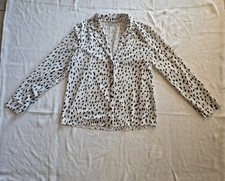 ECOWISH Women's Dalmatian Spot Print V-Neck Blouse, Size S