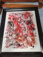 Framed Abstract Mixed-Media Painting, Signed and Dated 1993 — listing 6