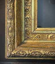 Antique Victorian Ornate Pierced Gesso and Oak Framed Wall Mirror with Acanthus Scroll Border — listing 6