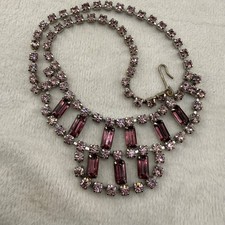Vintage Rhinestone Bib Necklace and Clip-On Earrings Demi-Parure Set
