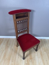 Pair of Antique French Prie-Dieu Prayer Chairs with Rush Seats — listing 5